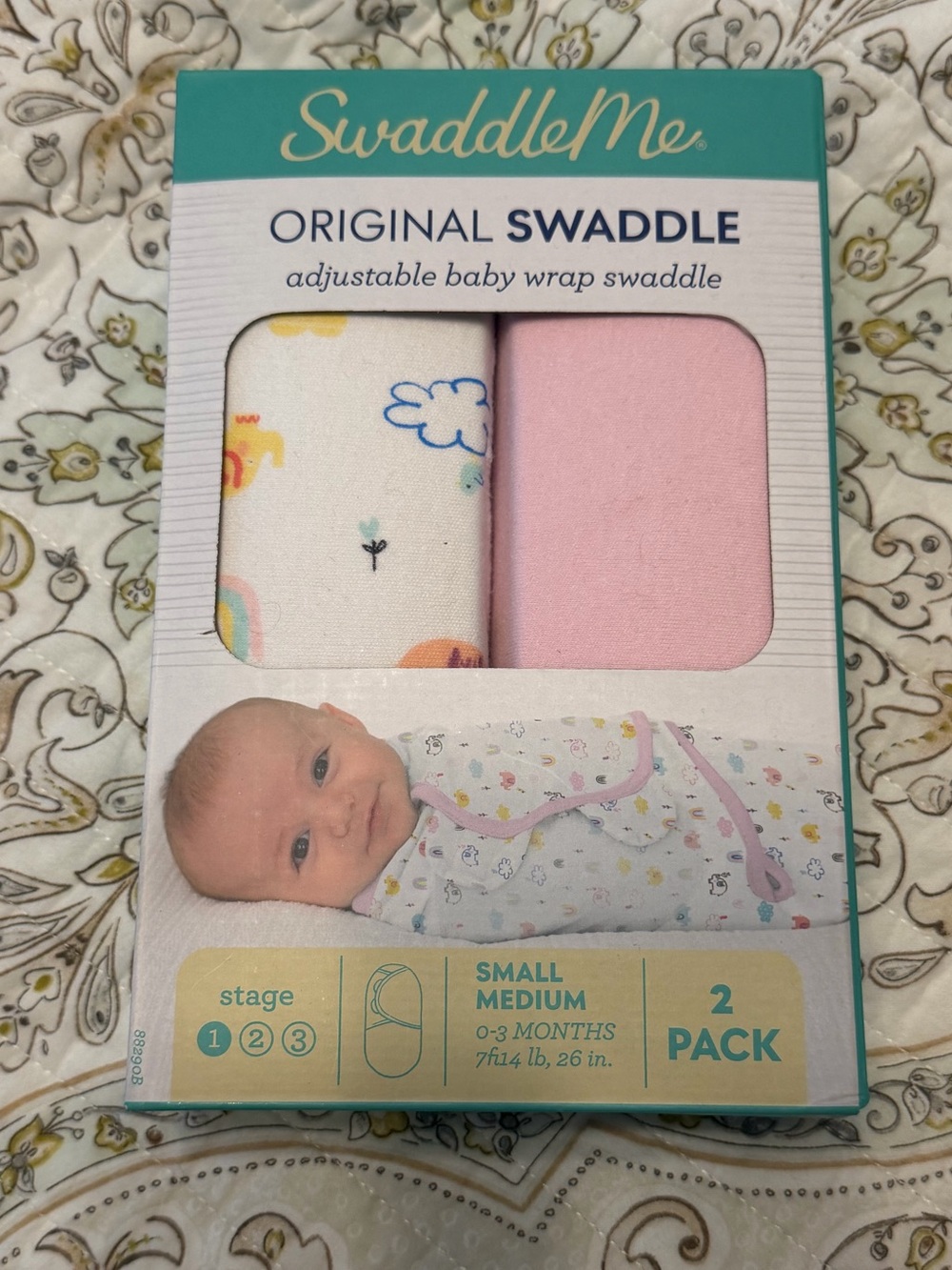 SwaddleMe 2-Pack Original Swaddles Small Medium 0-3 mo Pink Baby Girl Sleepsacks